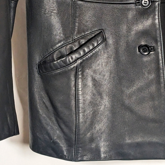 Preview Collection Genuine Lamb Skin Leather Button Up Jacket Blazer Size Large - Picture 12 of 13